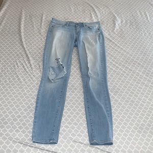 Paige light wash distressed jeans